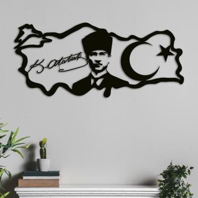 Ataturk and Turkiye Map Metal Decor