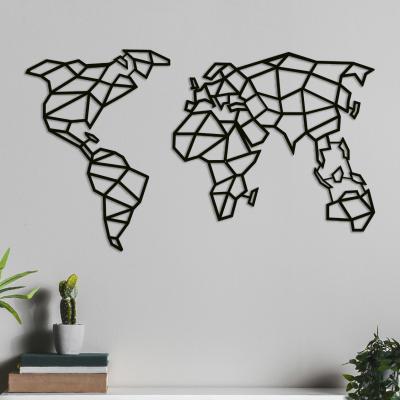 Line World Map Metal Decor